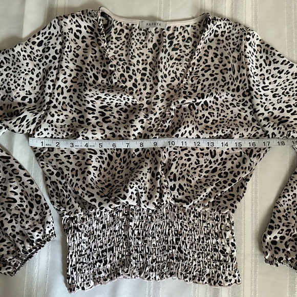 Papaya Leopard Print V-Neck Blouse - Picture 7 of 11